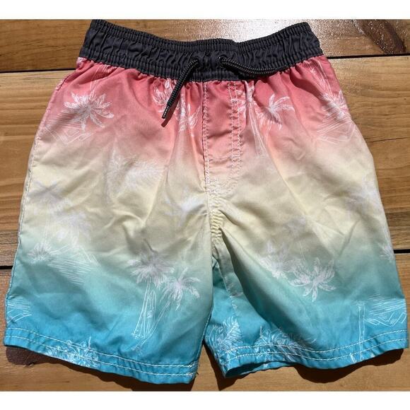 OshKosh B'Gosh Boys SwimSuit/Swim Trunks. Sunset. Palm Trees. Lined. Size 4T - Picture 1 of 3